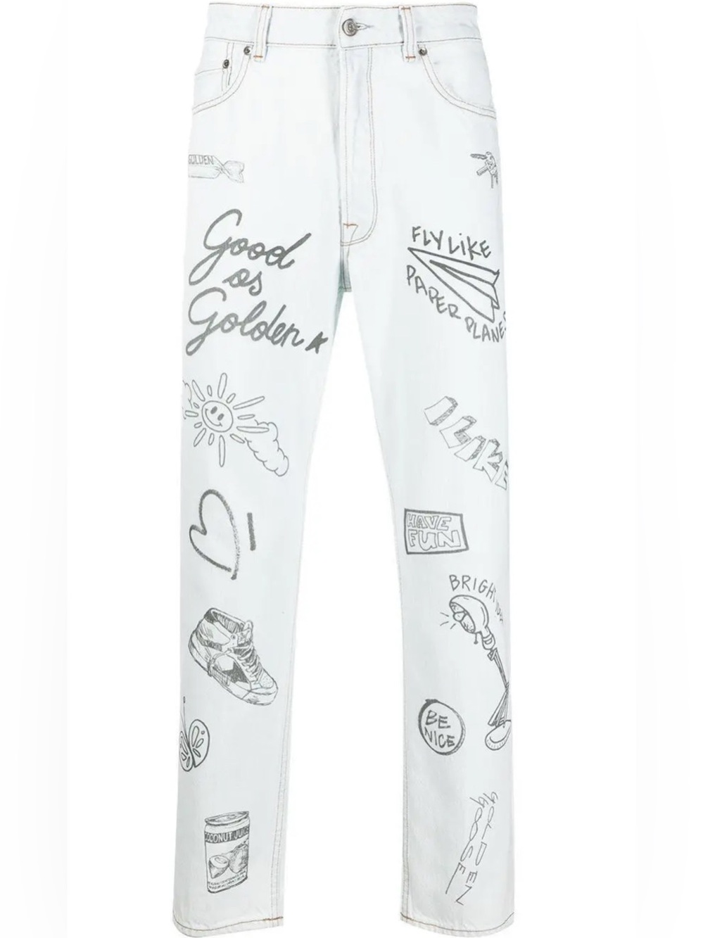 Golden Goose Sketch Graffiti Men’s Straight Skinny Jeans Sz 28 X 29 NEW